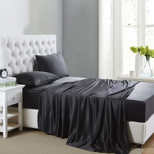 Silk Satin Sheets, Twin XL Size Satin Bed Sheet Set with Deep Pockets, Coolin... - Picture 1 of 8