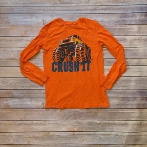 Carter's "CRUSH IT" Monster Truck -Orange Long-Sleeve T-shirt -Size 14 Orange - Picture 1 of 4