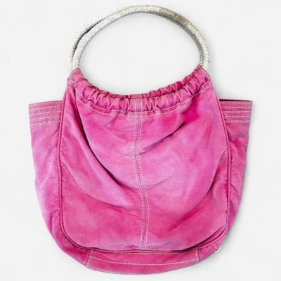 Bolso de hombro American Eagle rosa Hobo Y2K holgado de lona Foto 1 de 4