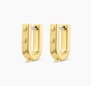 GORJANA Asher Link 18k Gold Plated Studded Hoop Earrings Edgy Metallic - Picture 1 of 9