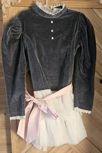 Vtg Christian Dior Jeunesse Little Girls Party Dress Velour Lace Tiered RARE 6X - Picture 1 of 15