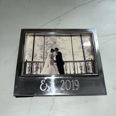 Mariposa Never Used EST. 2019 Wedding Or Birth Picture Frame, 4x6 Silver Metal - Image 1 of 4