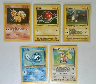 Pokemon Base Set 2 iconic Fire light Magnemite Voltorb Vulpix Farfetch’d Poliwag - Image 1 of 4