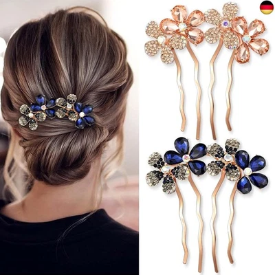 Chicamy 2 Stück Strass Zähne Haarkamm Haarschmuck Einsteckkamm Haar Seiten Kamm