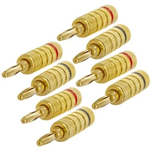 4 Pair Banana Plug Open Screw Audio Speaker Wire Cable Connector Gold Plated - Picture 1 of 3