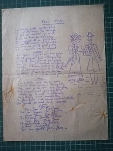 yv073 Ancienne Partition - copie paroles - Frou frou - Picture 1 of 1