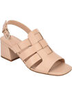 EVOLVE Womens Pink Mona Square Toe Block Heel Leather Slingback Sandal 7.5 M