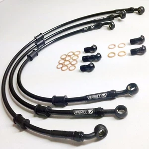 HONDA CX500C CUSTOM 1979-82 VENHILL s/steel braided brake lines hoses FRONT - Picture 1 of 3