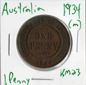 Moneda Australia 1 Centavo 1934 KM23 - Imagen 1 de 4