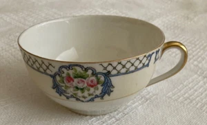Antique Noritake Pink Roses Blue Garland Teacup  c. 1924 RARE! - Picture 1 of 4