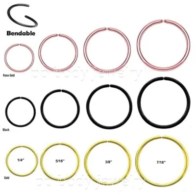 Anillo nariz Labret tabique tragus 20G 18G 16G 14G anodizado flexible sin costuras Foto 1 de 3