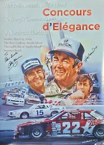 SIGNIERT von Bobby Allison und Künstler: Hommage-Poster von der 10. jährlichen Amelia Islan - Bild 1 von 1