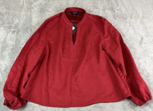 Marc New York Women's Size XL Red Top Long Sleeve Lightweight Blouse NWT Preppy - Picture 1 of 10