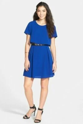 Vestido Soprano Nordstrom Juniors Alexa M Illusion Dos Piezas Encaje Azul NUEVO B55 Foto 1 de 4