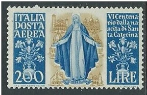 1948 ITALIA POSTA AEREA SANTA CATERINA 200 LIRE MNH ** - B7 - Picture 1 of 1
