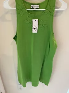 ADRIENNE VITTADINI-SIZE LARGE LIGHT LIME GREEN COTTON KNIT DRESS FOR WOMAN - Picture 1 of 2