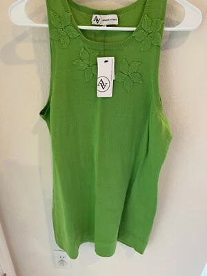 VESTIDO PARA MUJER ADRIENNE VITTADINI TALLA GRANDE VERDE LIMA CLARO TEJIDO ALGODÓN Foto 1 de 2