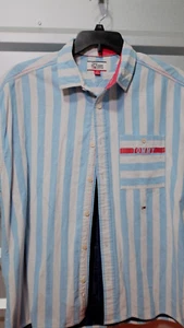 Camicia Tommy Hilfiger Denim con bottoni manica corta a righe (grande) - Foto 1 di 3