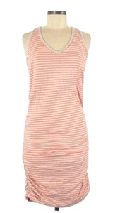Athleta Active Dress Orange Striped Racerback Sleeveless Ruched Tank Dress Sz M - Picture 1 of 3