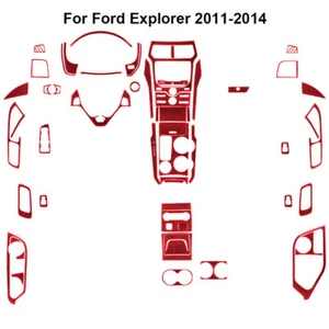 53Pcs Red Carbon Fiber Full Interior Kit Cover Trim For Ford Explorer 2011-2014 - Picture 1 of 23