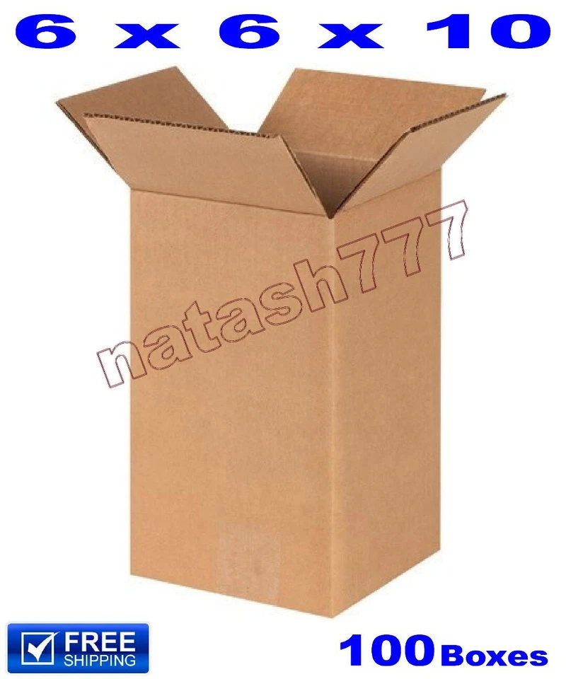 100 - 6x6x10 Cardboard Boxes 32ECT Mailing Packing Shipping Corrugated Carton - Image 1 of 1