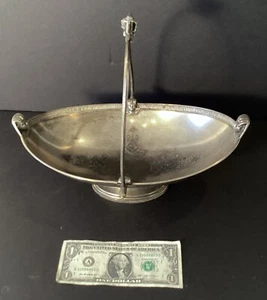 19th Century Victorian Egyptian Revival Silver Plate Basket With Swinging Handle - Picture 1 of 12