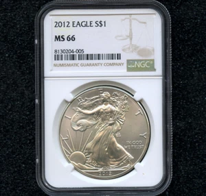 2012 American Silver Eagle NGC MS66 Modern Bullion Coin Certified Brilliant Rare - Picture 1 of 4