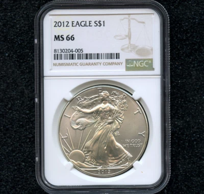 2012 American Silver Eagle NGC MS66 Modern Bullion Coin Certified Brilliant Rare - Image 1 of 4