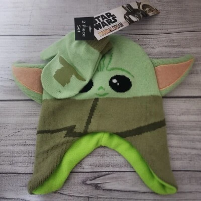 Disney Star Wars The Mandalorian Baby Yoda Suave Invierno Gorro/Mitones Set 2T-4T Foto 1 de 4