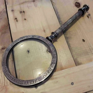 Lupa de latón antigua lupa vintage artículo de mesa náutica - Imagen 1 de 5