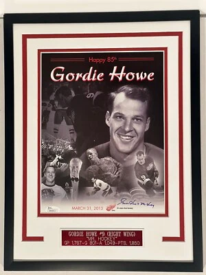 JSA Gordie Howe signed 8 x 10 Photo w/Inscr "9 Mr. Hockey" Framed+nameplate,cert - Image 1 of 4