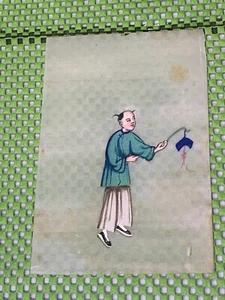 RICE PAPER MORNING PAINTING Antique Chinese Gouache Pith Water Color Framed #4 - Picture 1 of 13
