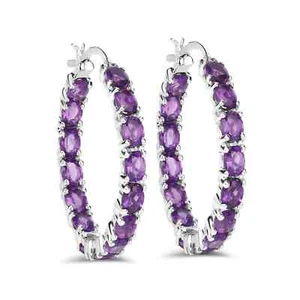 Amethyst Earrings 925 Sterling Silver Earrings Hoop Earrings for Women's Gifts - Picture 1 of 5