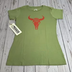 NEW Mountain Khakis Roamer Short Sleeve Graphic T Shirt Womens Medium Cow Skull - Picture 1 of 9