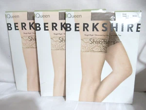 Berkshire Shimmers #1340 Thigh High Shimmering Leg Stockings Silver Queen 1 Size - Picture 1 of 3