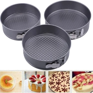 3Pcs Set Spring Form Round Cake Tin Set Non Stick Loose Base Pan Baking Tray - Picture 1 of 12