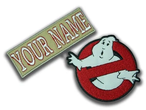 Adult LADY Ghostbusters No Ghost & Custom Name Tag Patch Set - Picture 1 of 1