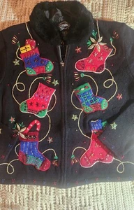 Suéter de Navidad Design Studios Petite pequeño FEO (o no) cuello de piel - Imagen 1 de 5