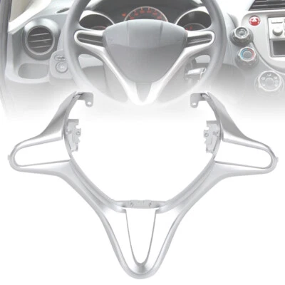 Silver Steering Wheel Cover Panel Trim For Honda Fit City 2009-2014 11 2012 2013 - Image 1 of 4