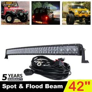 AUXBEAM 42inch 480W Curved 5D LED Light Bar White For 4WD ATV UTV Truck Jeep 44" - Picture 1 of 12