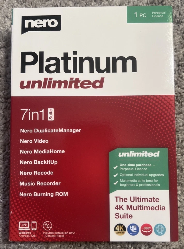 Nero Platinum Unlimited Video Editing 7 IN 1 SUITE 4K Video Multimedia NewSealed - Image 1 of 4
