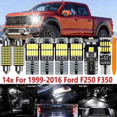 Kit de paquete interior de luz LED blanca 14x para Ford F250 F350 Super Duty 1999-2016 Foto 1 de 4