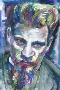 RAINER MARIA RILKE retrato acuarela - PÓSTER - ¡varios tamaños! impresión pintura - Imagen 1 de 7