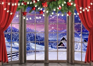 7X5FT Christmas Backdrop Xmas Window Photography Backdrop Winter Dream Wonderlan - Picture 1 of 5