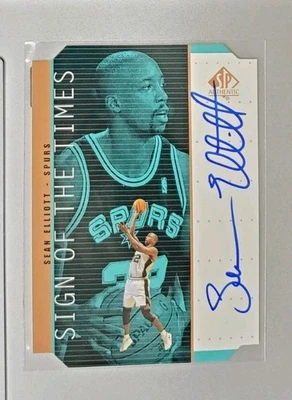1998-99 Upper Deck Sp Authentic Sign Of The Times On Card Auto Sean Elliott  - Image 1 of 2