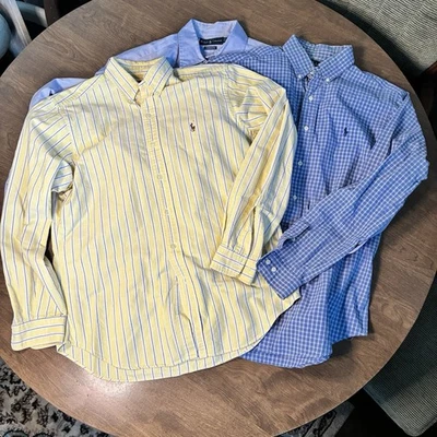 Lote de 3 Camisas Oxford Polo Ralph Lauren Manga Larga 15 1/2 34-35 Foto 1 de 4