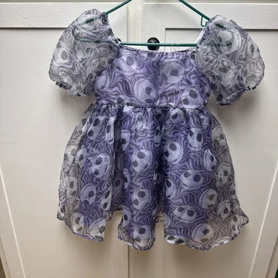 Nightmare Before Christmas GIRLS Jack Skellington Tulle Dress Purple L 10/12 - Image 1 of 4