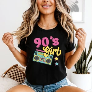 90s Girl Nineties Decades Womens T-Shirt Retro Boombox Style - Picture 1 of 17