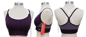 New Balance Plum Striped Spaghetti Strap Sports Bra Size Medium - Picture 1 of 6
