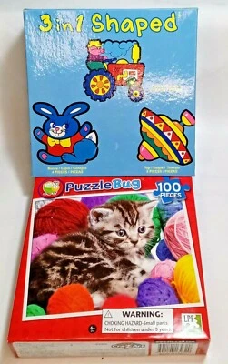 Kitten PuzzleBug 100 piece Puzzle &  3 in 1 Shaped 14 Piece - 2 x Puzzle Lot - Image 1 of 4
